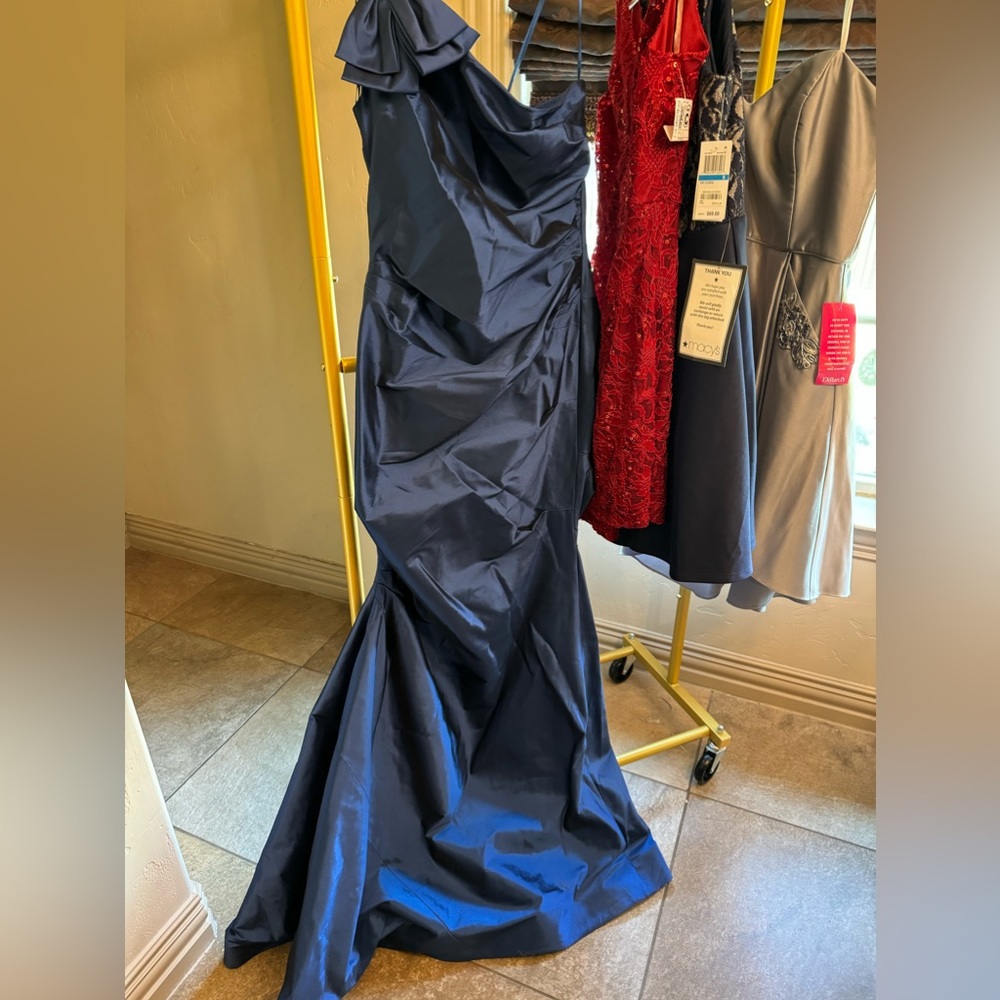 Beautiful formal navy satin dress